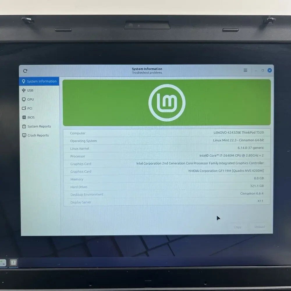 Lenovo ThinkPad T520 Intel i7-2640M 8GB 320GB HDD Linux Mint OS w/ Charger|ELP64